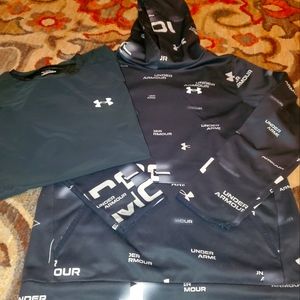 Under Armour hoodie and heat gear short sleeve top